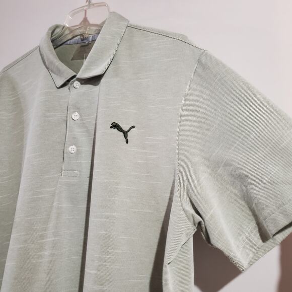 Puma Mens Collared Short Sleeve Polo Shirt Size XL Gray Embroidered Logo Golf - Picture 3 of 7